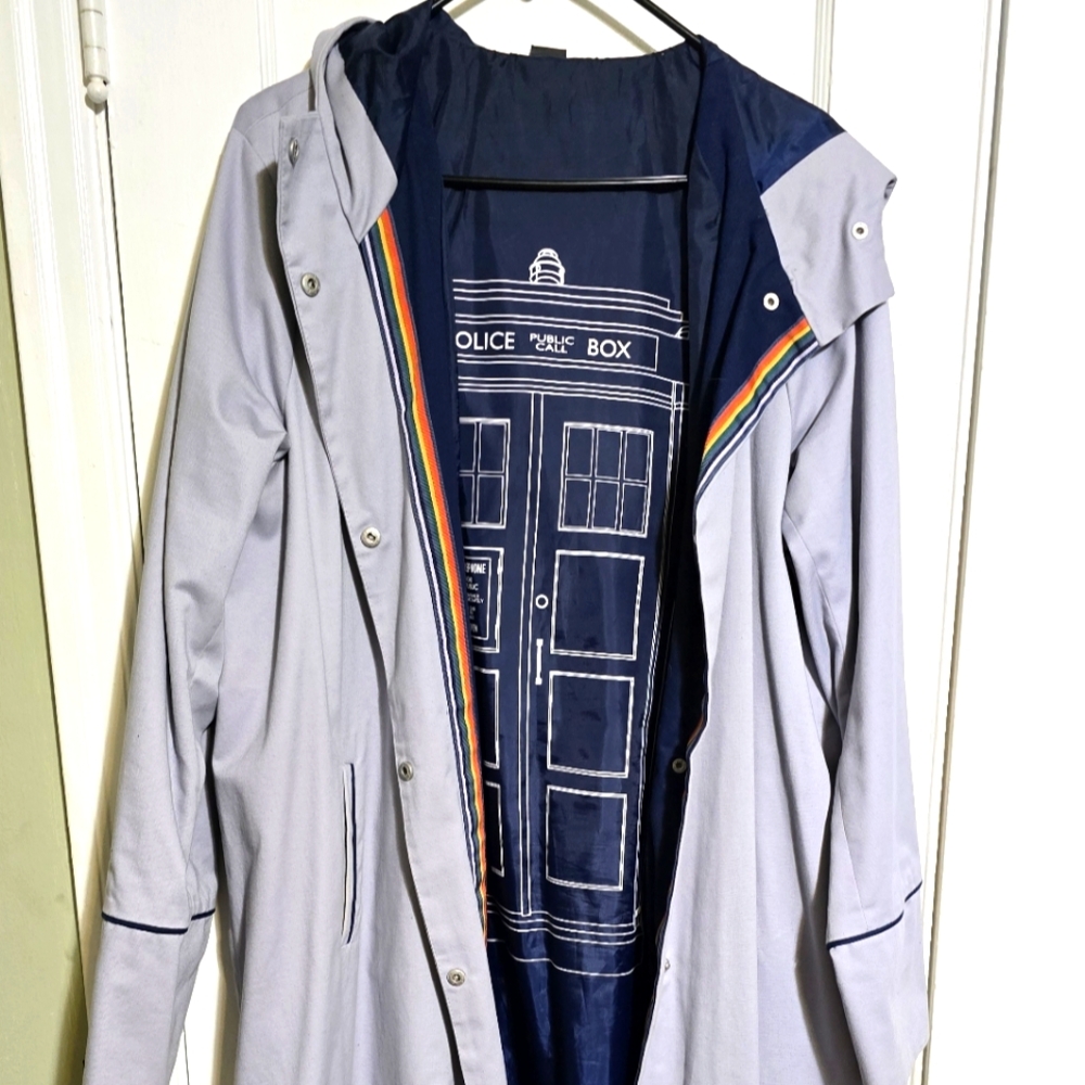 Plus Size Doctor Who Trench Coat 13th Dr Tardis BBC Cosplay Outfit Size 2X Blue
